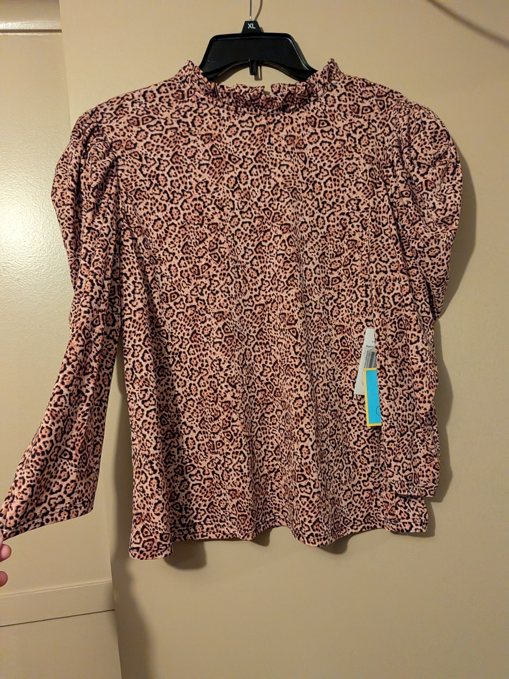 CeCe Pink Leopard-Print Long Sleeve Top